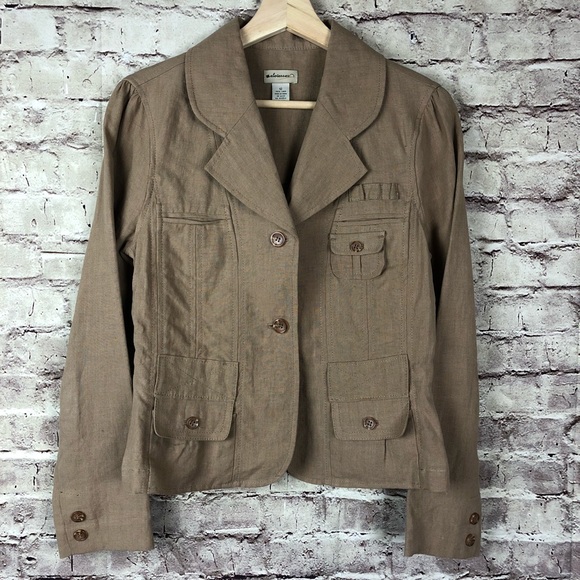 Anthropologie Jackets & Blazers - Anthropologie tan linen two button blazer sz 12